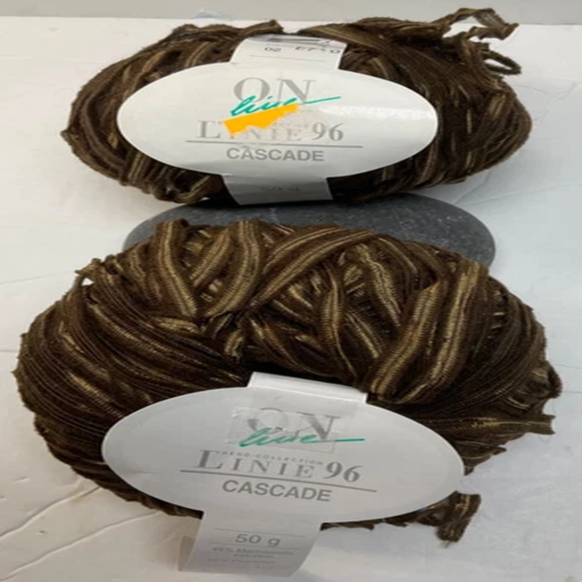 On Line Linie 96 Cascade Ribbon Yarn Lot of 2 Brown New BulkyVintage
