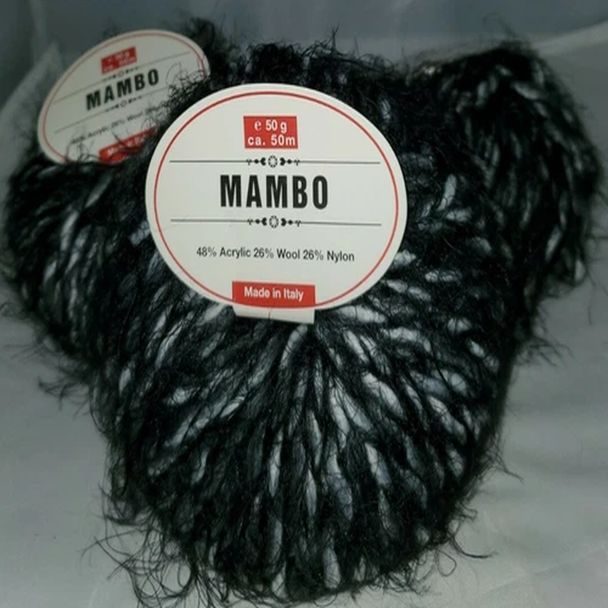 3 SKEINS CAMDEN YARNS MAINE MAMBO YARN #4 BLACK & WHITE WOOL BLEND MADE IN ITALY
