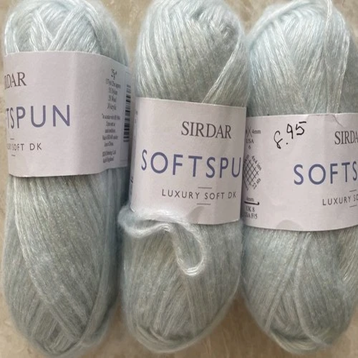 Lot of 3, Sirdar SOFT SPUN Yarn, Nylon/Wool/Acrylic, 25gm/137yd, Shade 0553 Blue