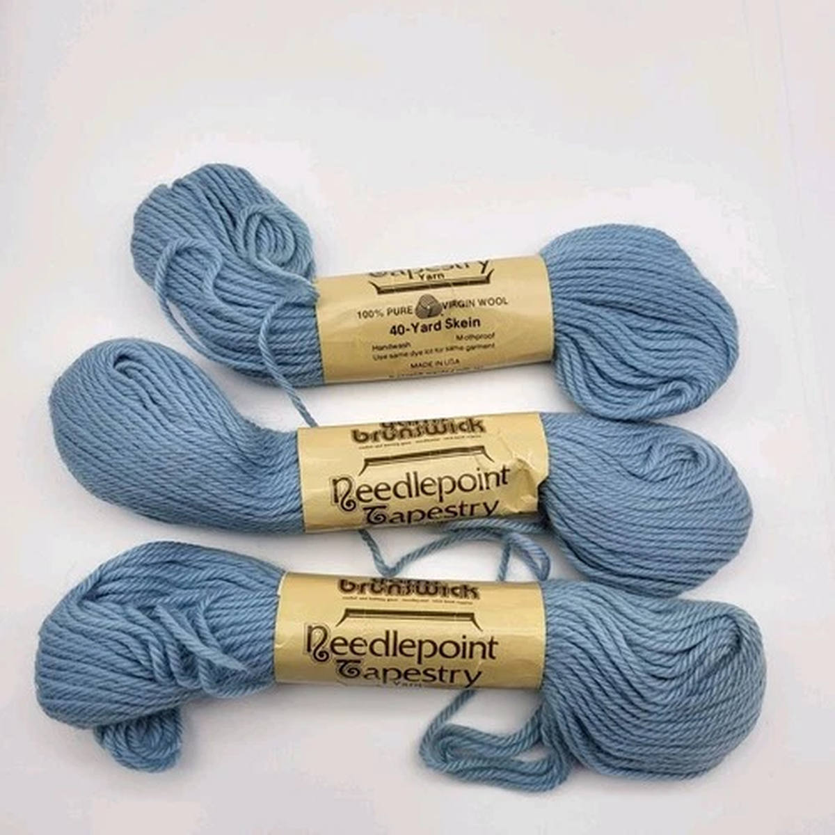 Vintage Wool Tapestry Yarn lot 3 blue skeins