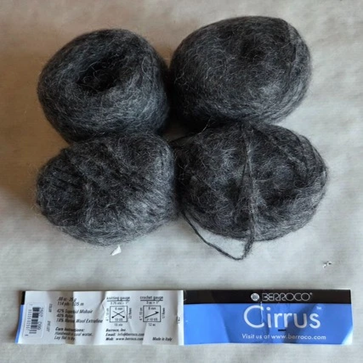 4 Balls of Berroco Cirrus Superkid Mohair Merino Wool Yarn Color 2507