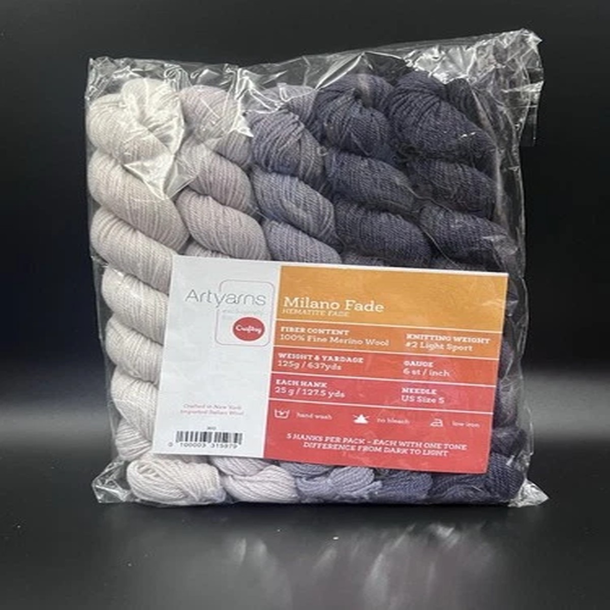 Artyarns Milano Fade Hematite Fade Designer Gradient Set Yaen 100% Merino Wool
