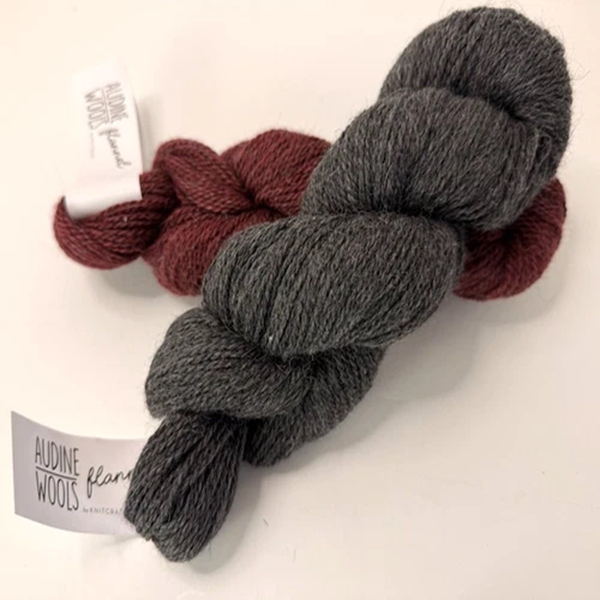 Audine Wools Flannel by Knitcrate 85% Alpaca In 2 Skeins Slate & Buffalo