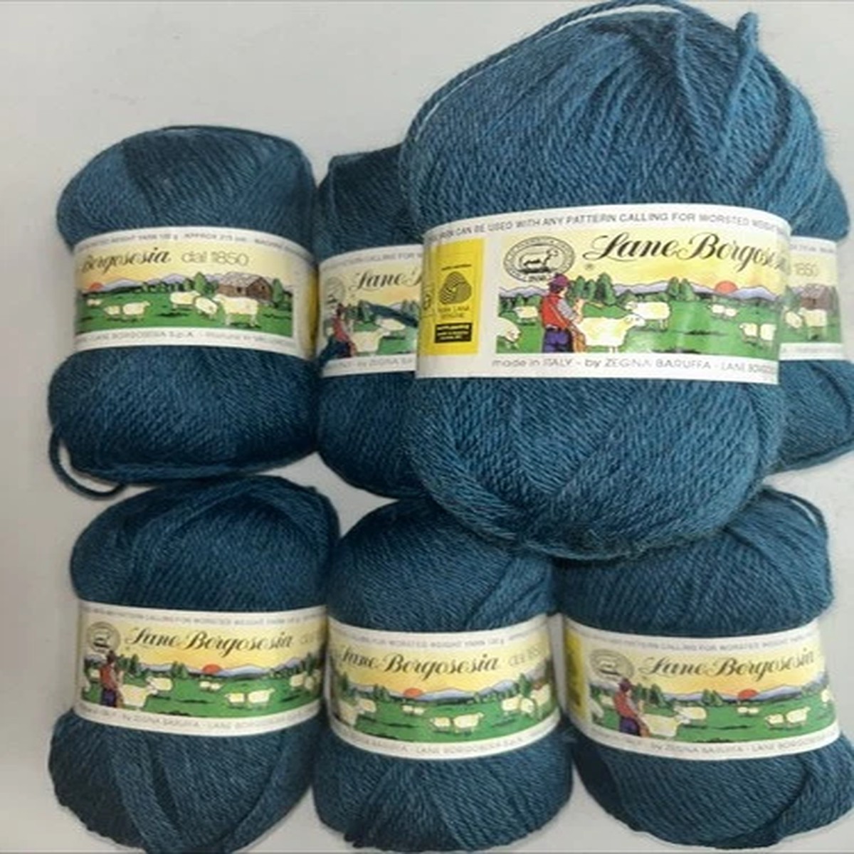 Lane Borgosesia Dal 1850 Worsted Yarn 100% Virgin Wool 8 Skeins Teal Color 41248