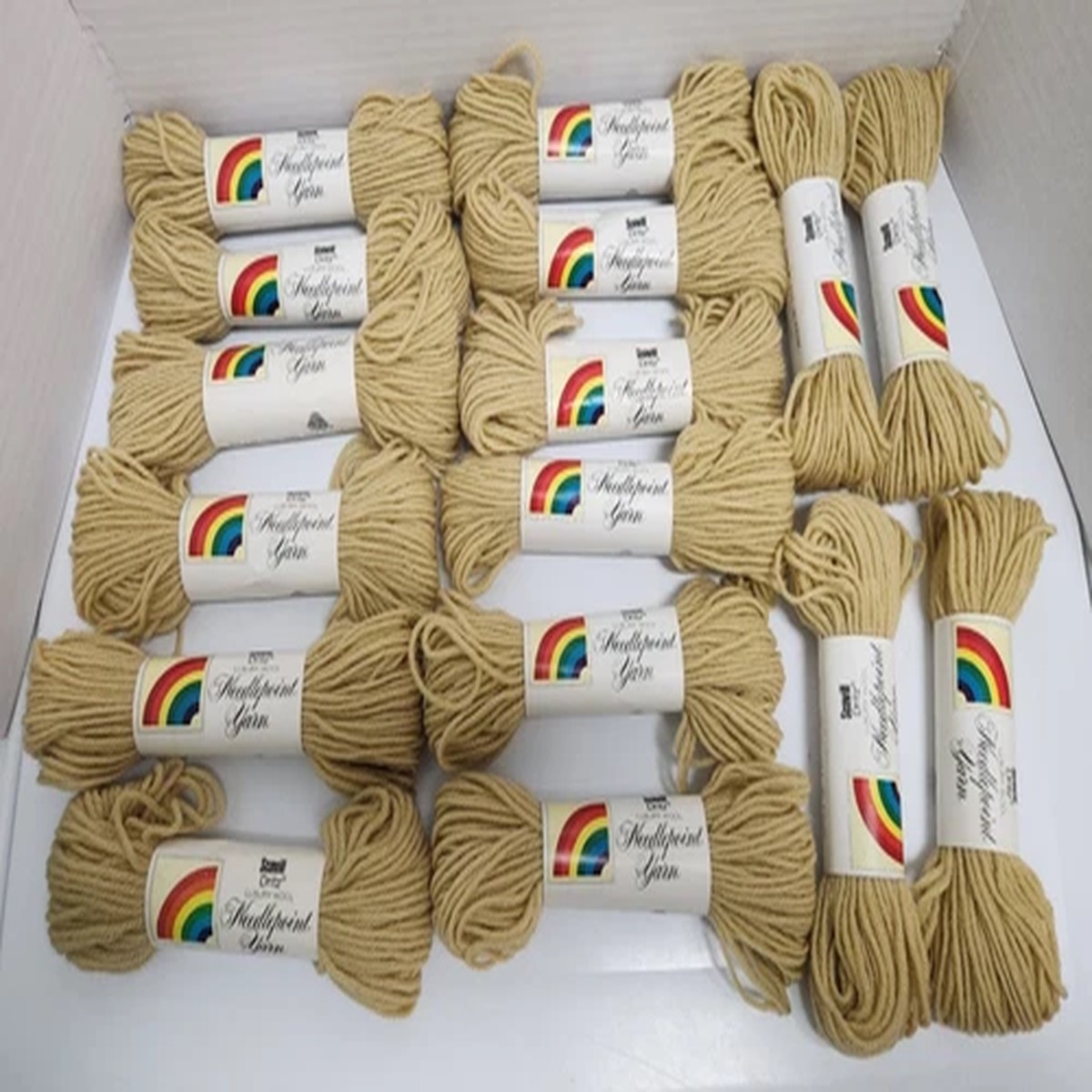 Lot of 16 Vtg Dritz Luxury Wool Needlepoint Yarn 40 Yd Skeins 530A Gold NOS