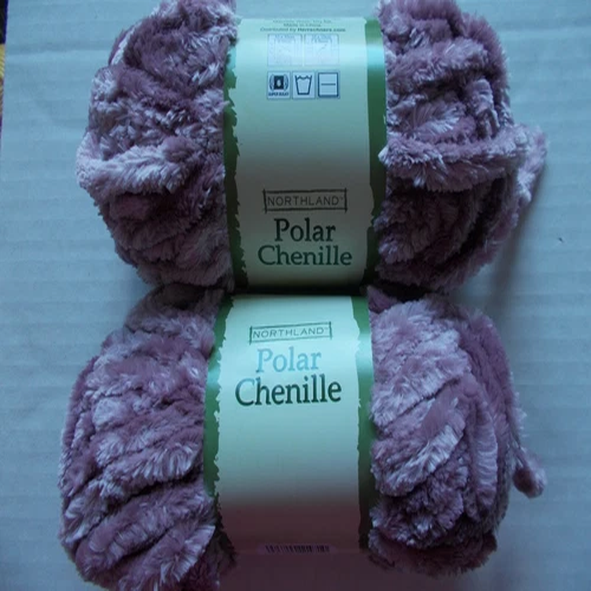 Northland Polar Chenille super bulky yarn, Frosty Mauve, lot of 2 (30 yds ea)