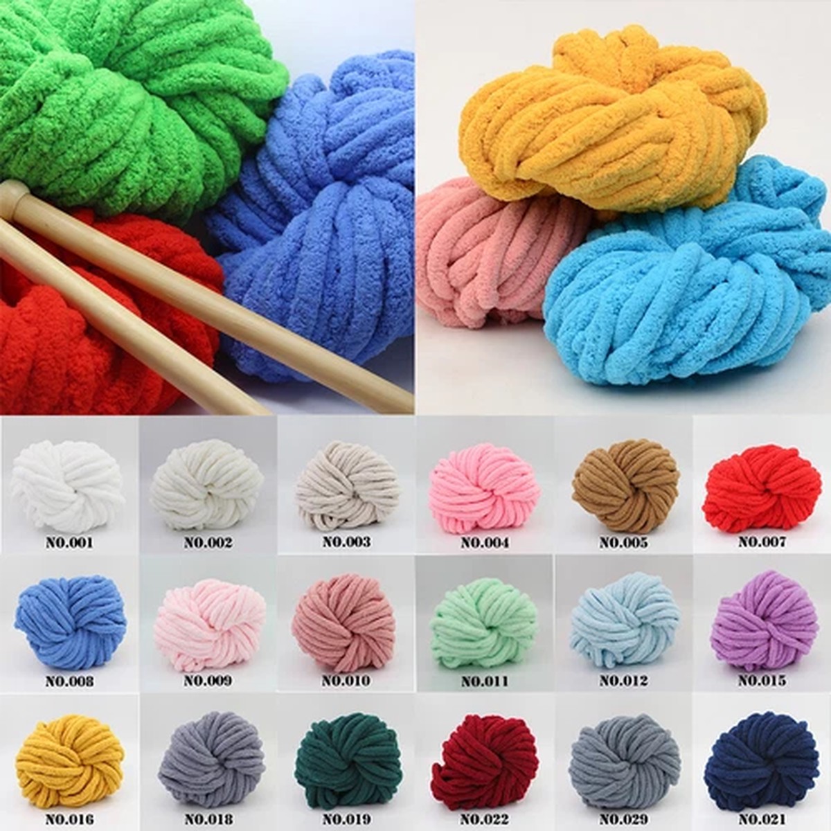 Thick Chenille Chunky Yarn Super Soft Bulky Knitting Wool Roving Crocheting DIY