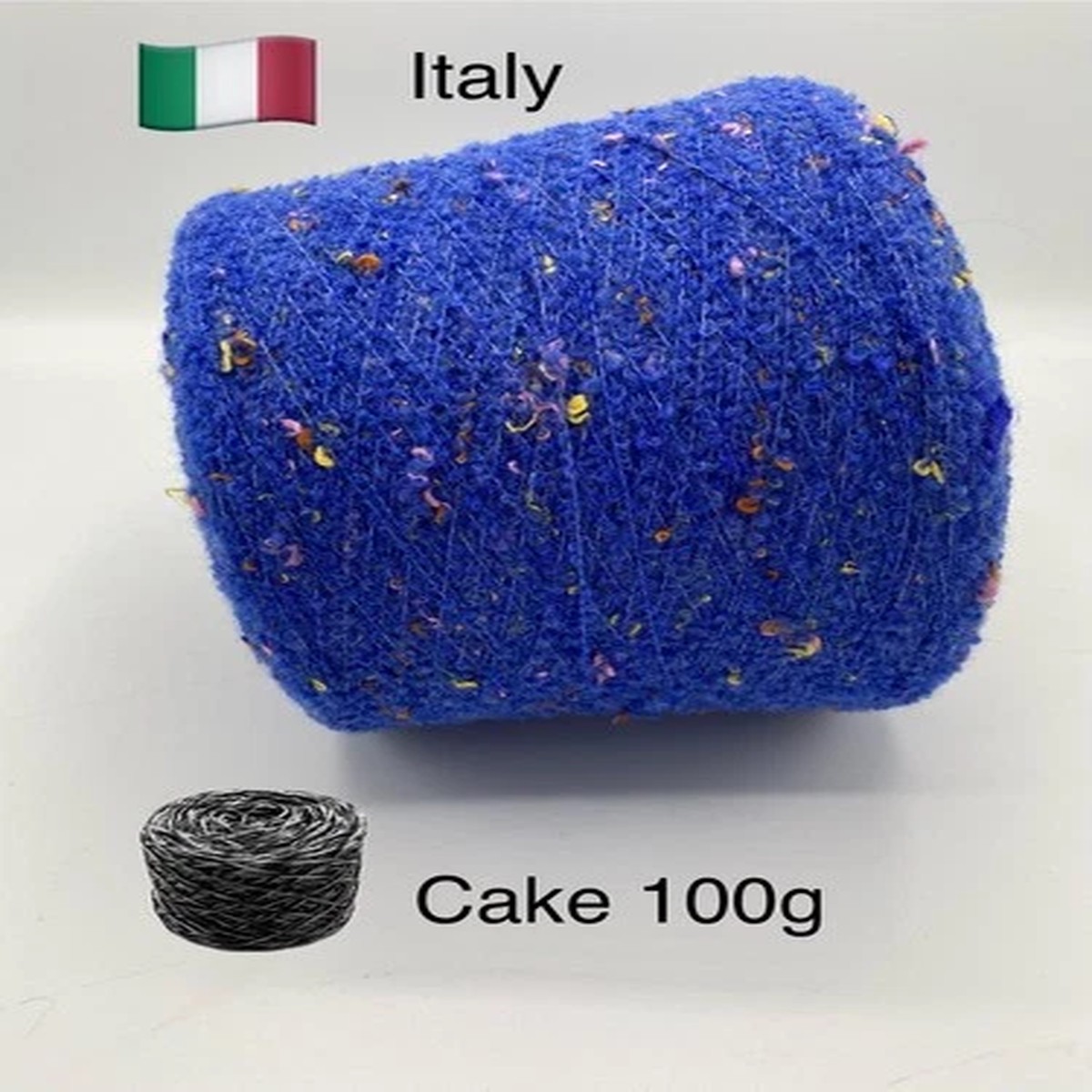 Tweed Boucle Yarn Cake 100g 77% Lana Merino 15%Pa 8%Vi Pecci Filati Italy Blue