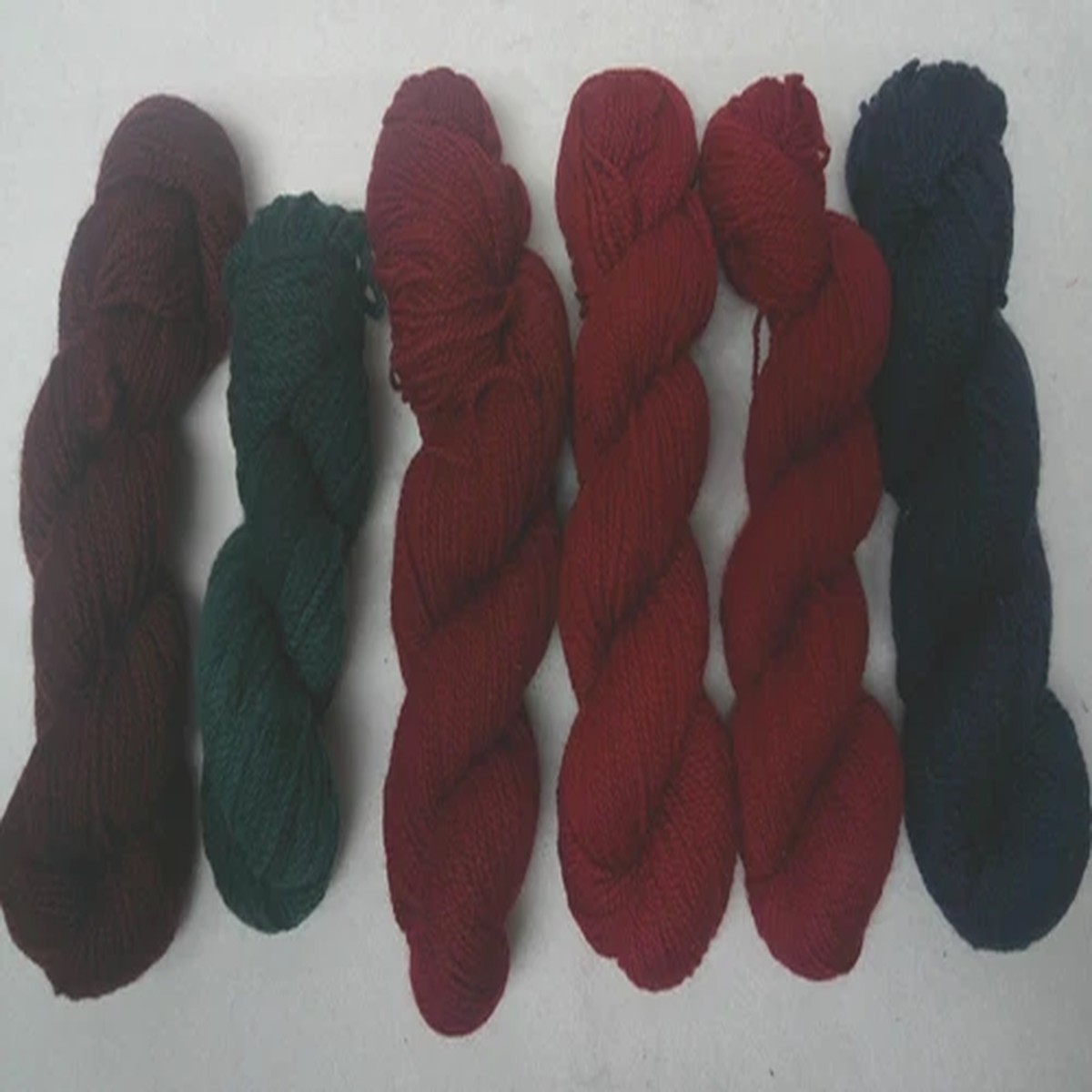 100% Wool Sport Hand-Dyed Yarn 6 Skiens; Brown Wine Burgundy Green Navy