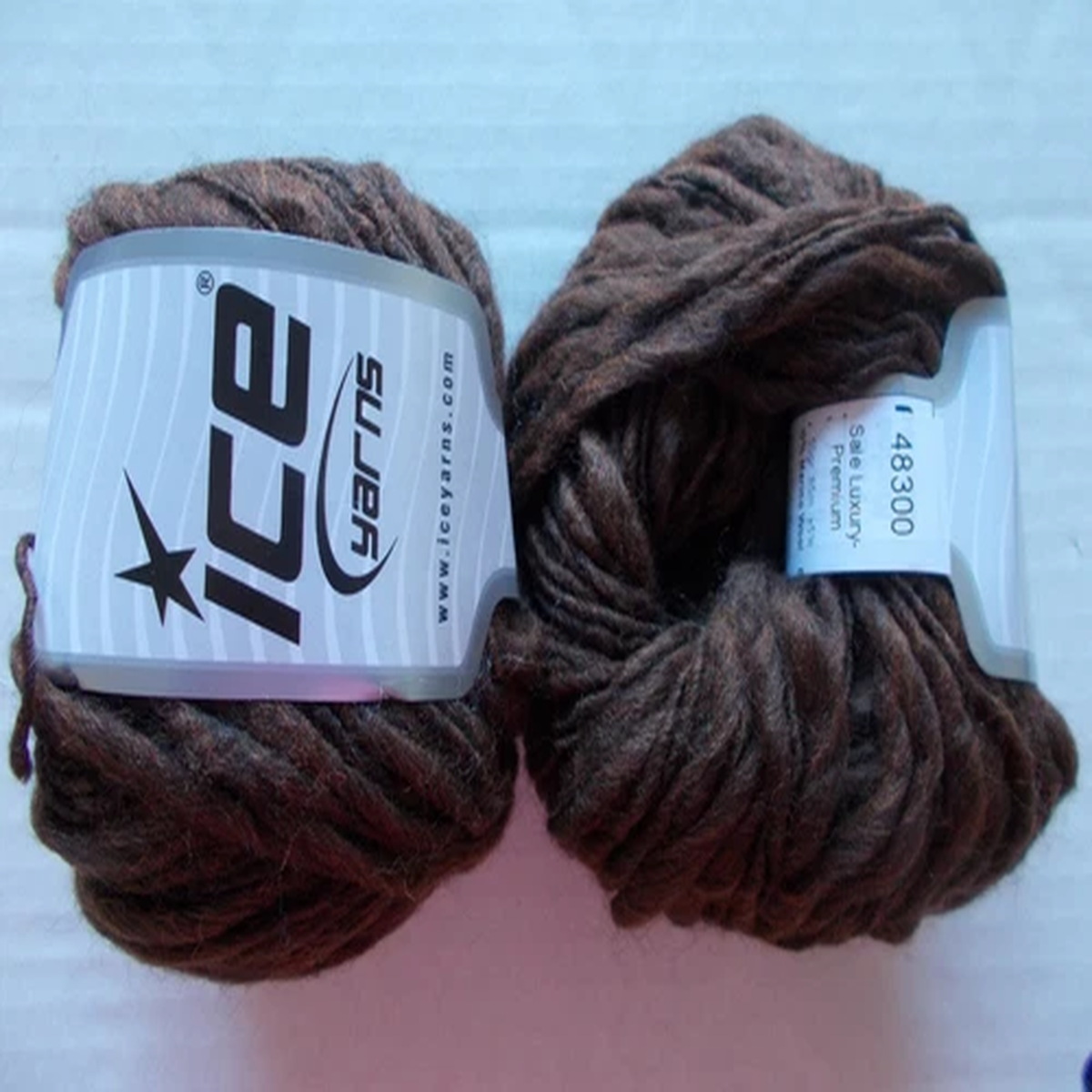 Ice Yarns Luxury Premium roving wool blend yarn, brown, lot of 2 (94 yds ea)