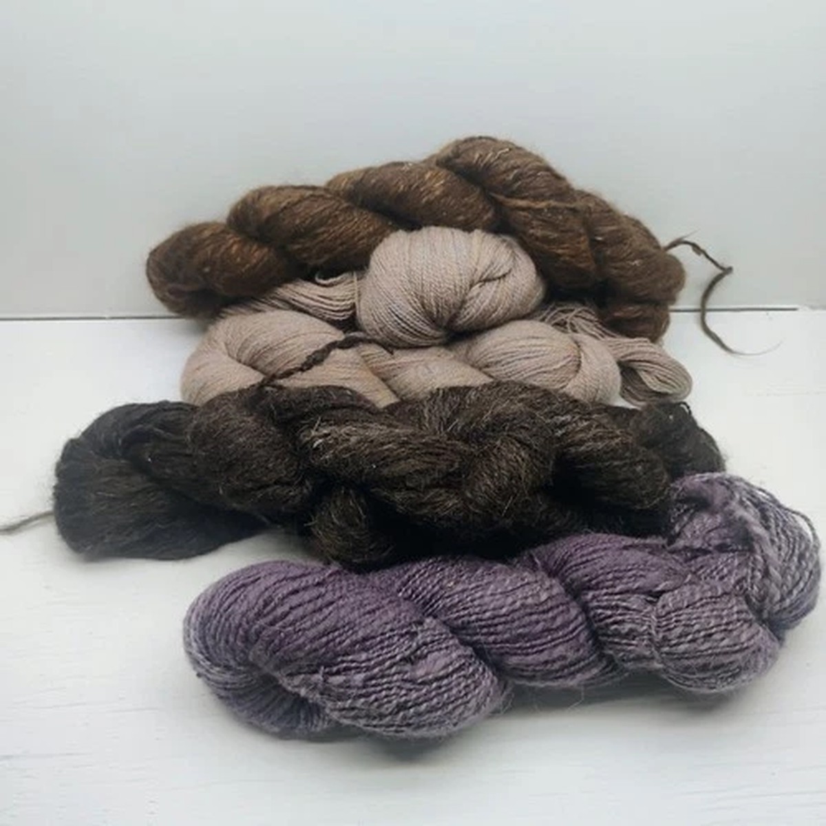 Mixed High End Wool Yarn Lot Various Shades Purple Brown Grey 12.9 oz
