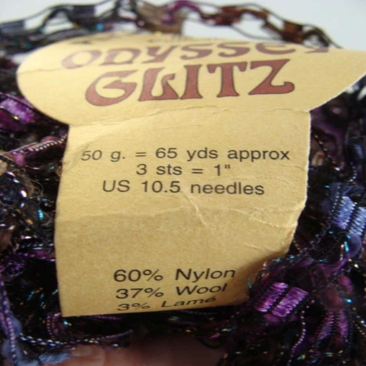 NOS Plymouth Odyssey Glitz Yarn 65yds Purple Metallic Ladder Ribbon Italy