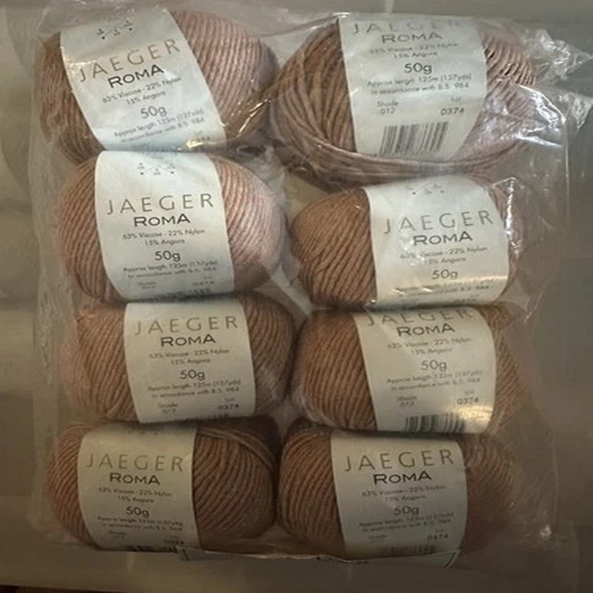 Vintage Discontinued Jaeger Roma Wool Yarn Lot Of 8 Shade 012 Same Dye 137yds