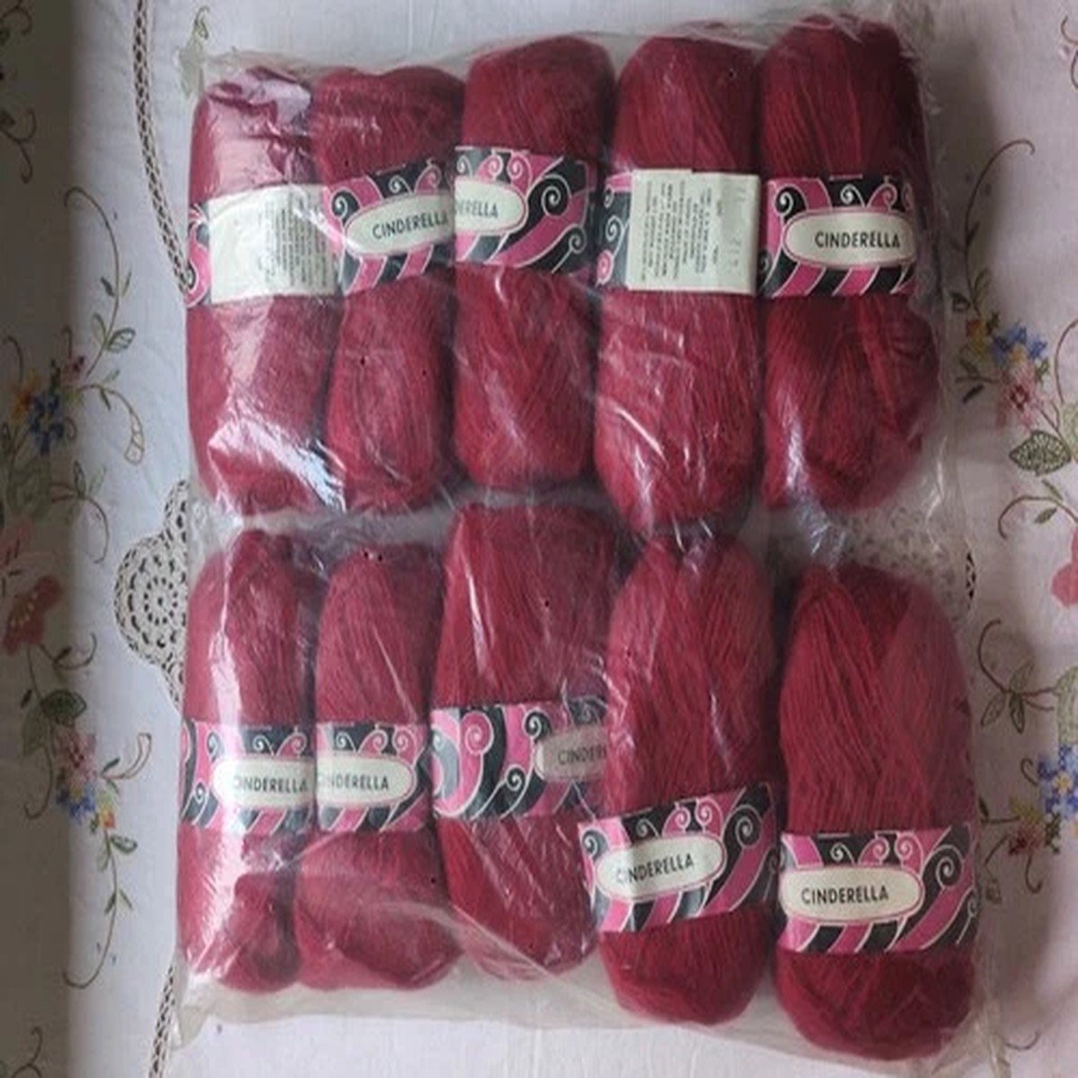 VTG 60s -70s Cinderella Mohair, Acrylic Yarn, Lot Of 10, 1 Oz. Skeins, Red, NEW