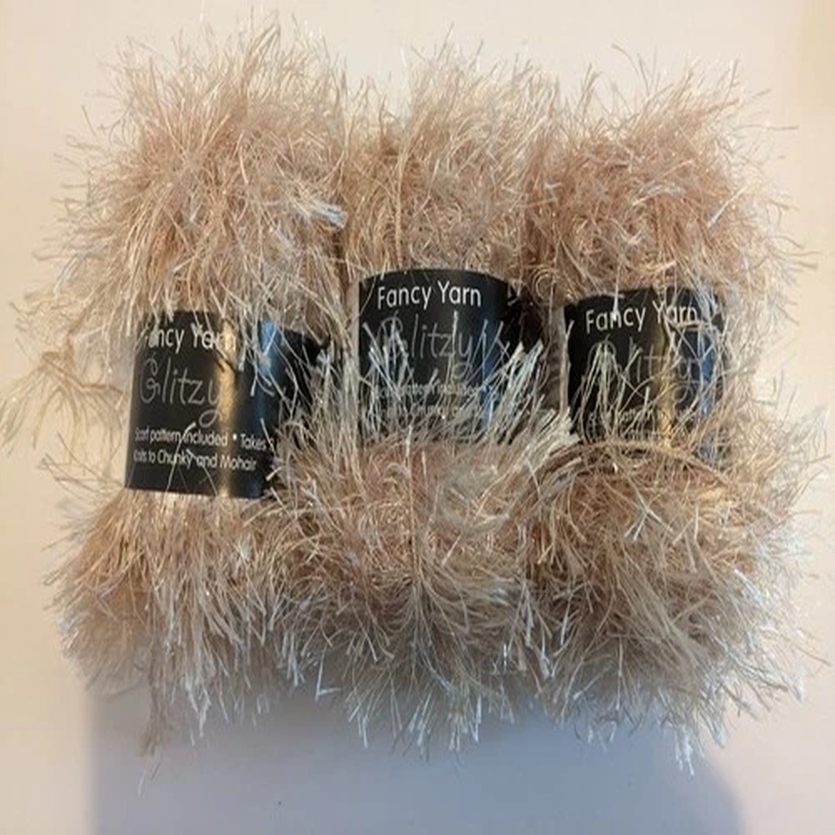 150G FANCY YARN GLITZY GOLD KNITTING WOOL YARN - Chunky 6mm eyelash