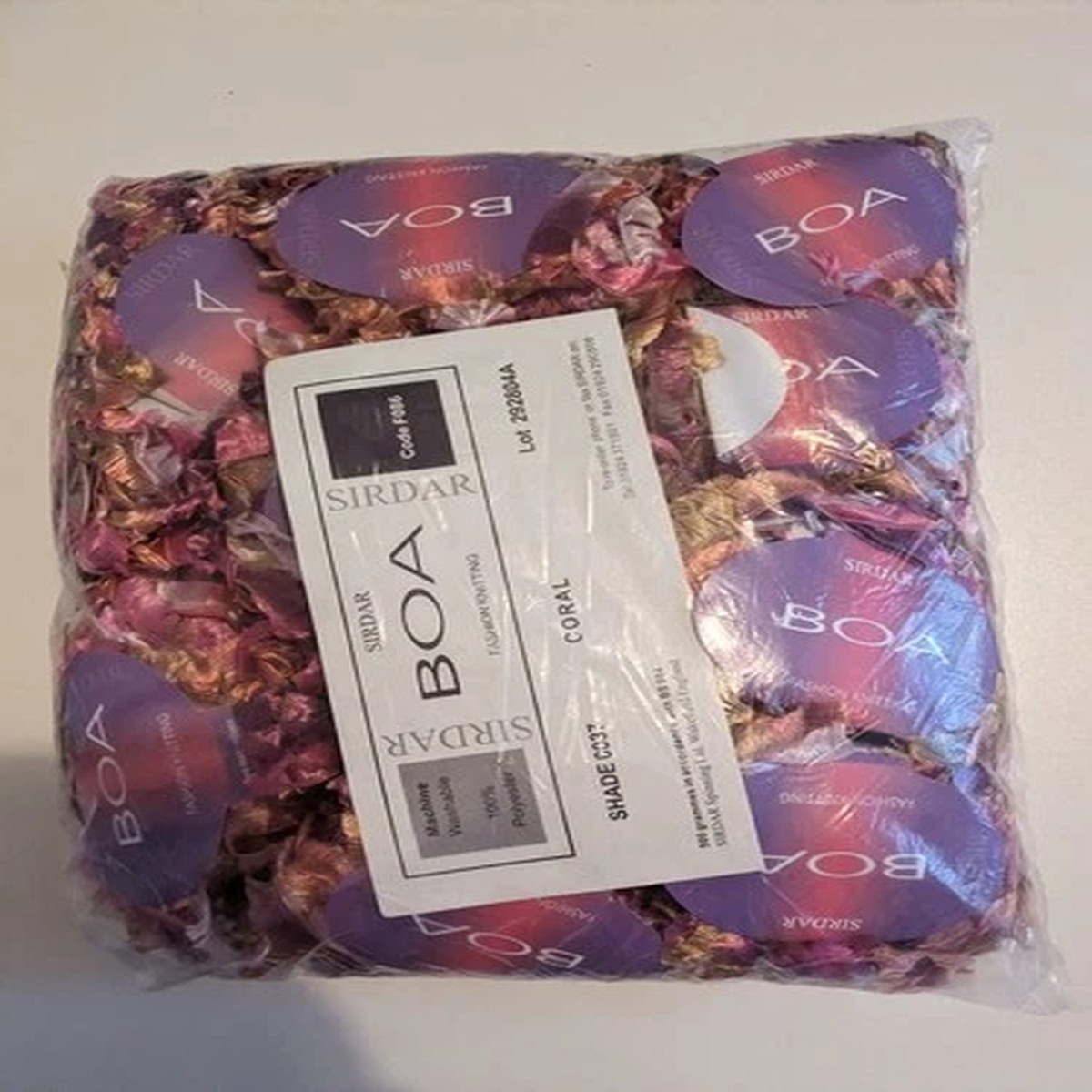 500G SIRDAR BOA 37 CORAL pink orange KNITTING WOOL YARN 4mm DK feather edge