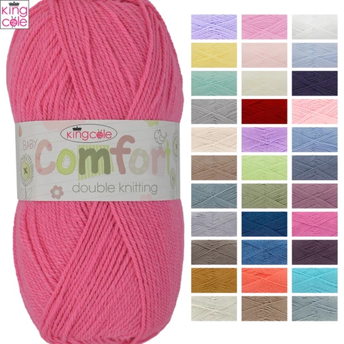 King Cole Comfort Baby DK - All Colours Knitting Yarn Acrylic Nylon Wool Ball