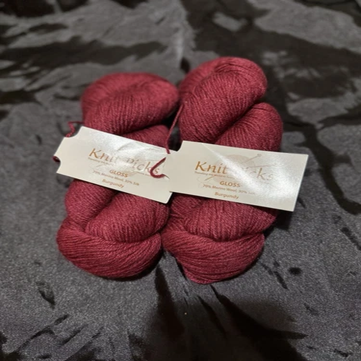 Lot Of 2 Knit Picks Merino Wool Silk Gloss Yarn Burgundy DISCONTINUED