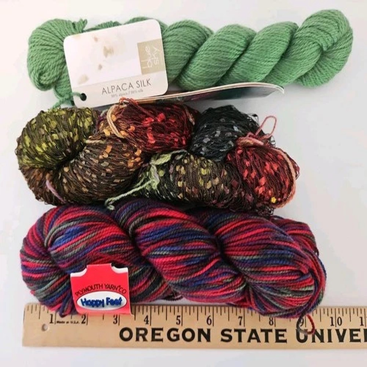 LOT OF 3 Skeins of Fingering Weight Yarn BLUE HERON HAPPY FEET & ALPACA SILK