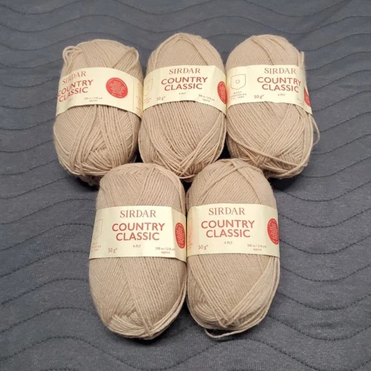Sirdar Country Classic Yarn 4 Ply "Oat Beige" #951 Merino Wool Blend Lot of 5