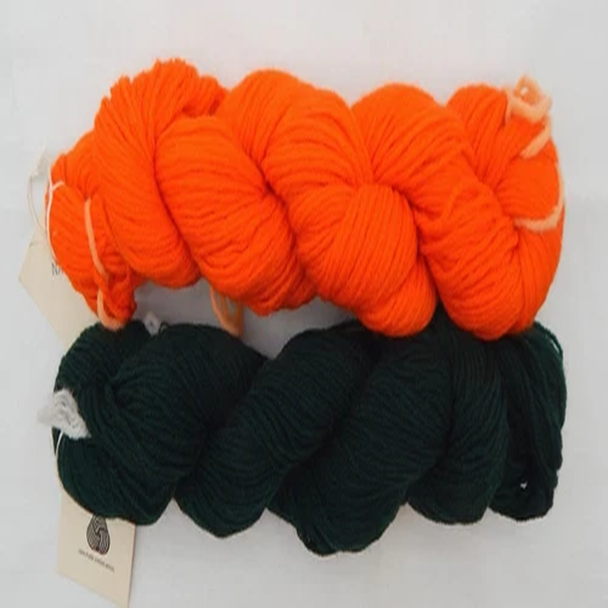 2 Skeins Nantucket Yarns Wool Twist Yarn - #81 Shutter Green + #17 Nasturtium