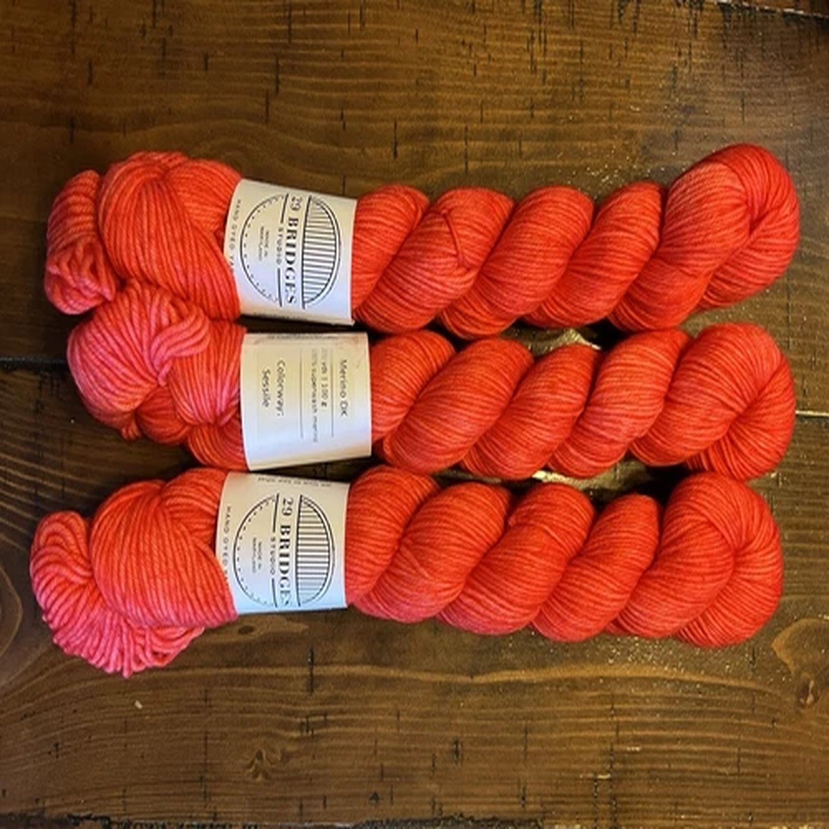 29 Bridges Studio Yarn, Merino DK, Colorway : Sessile. Lot of 3 Skeins