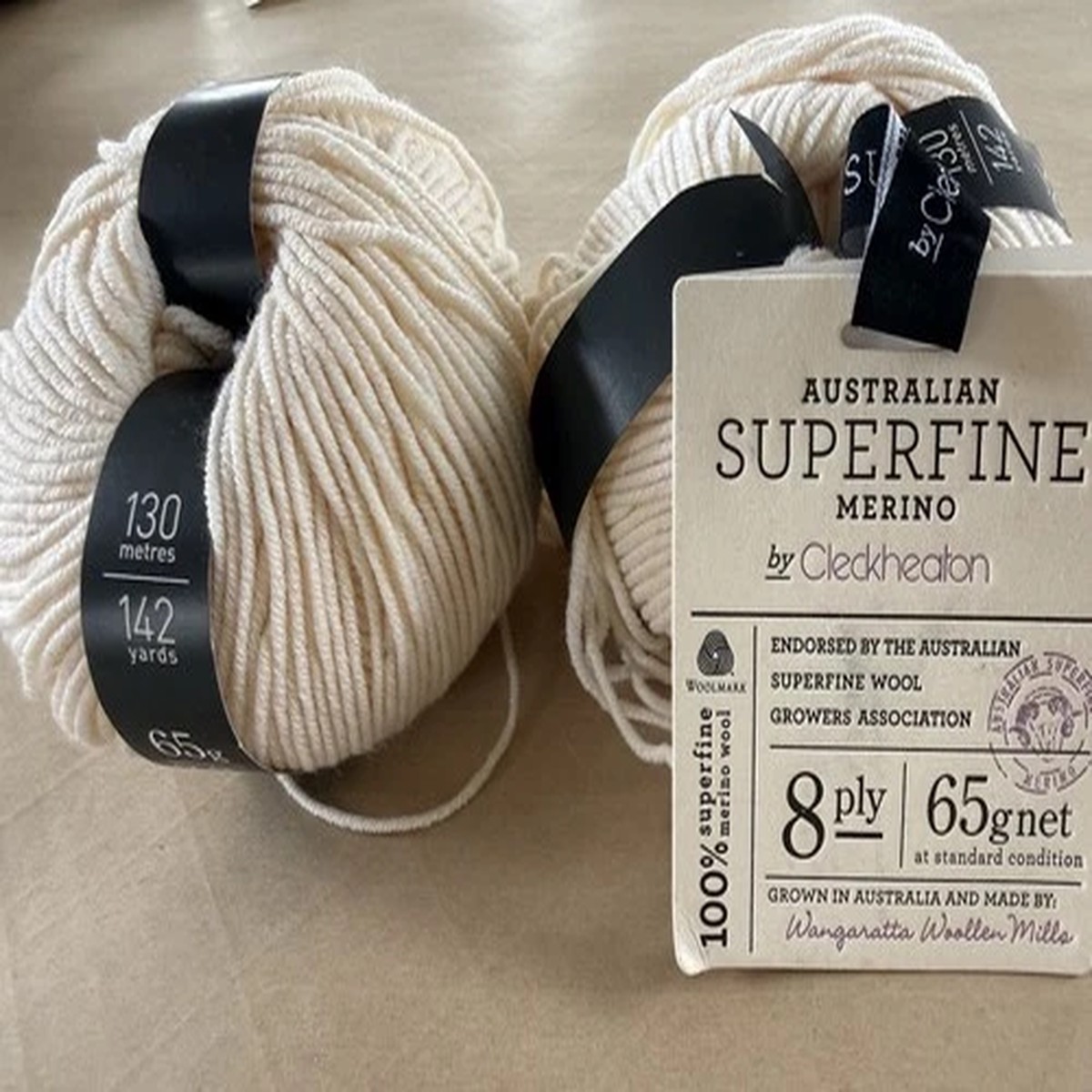 Australian Superfine Merino By Cleckheaton Yarn, White 65g 8ply DK/worsted
