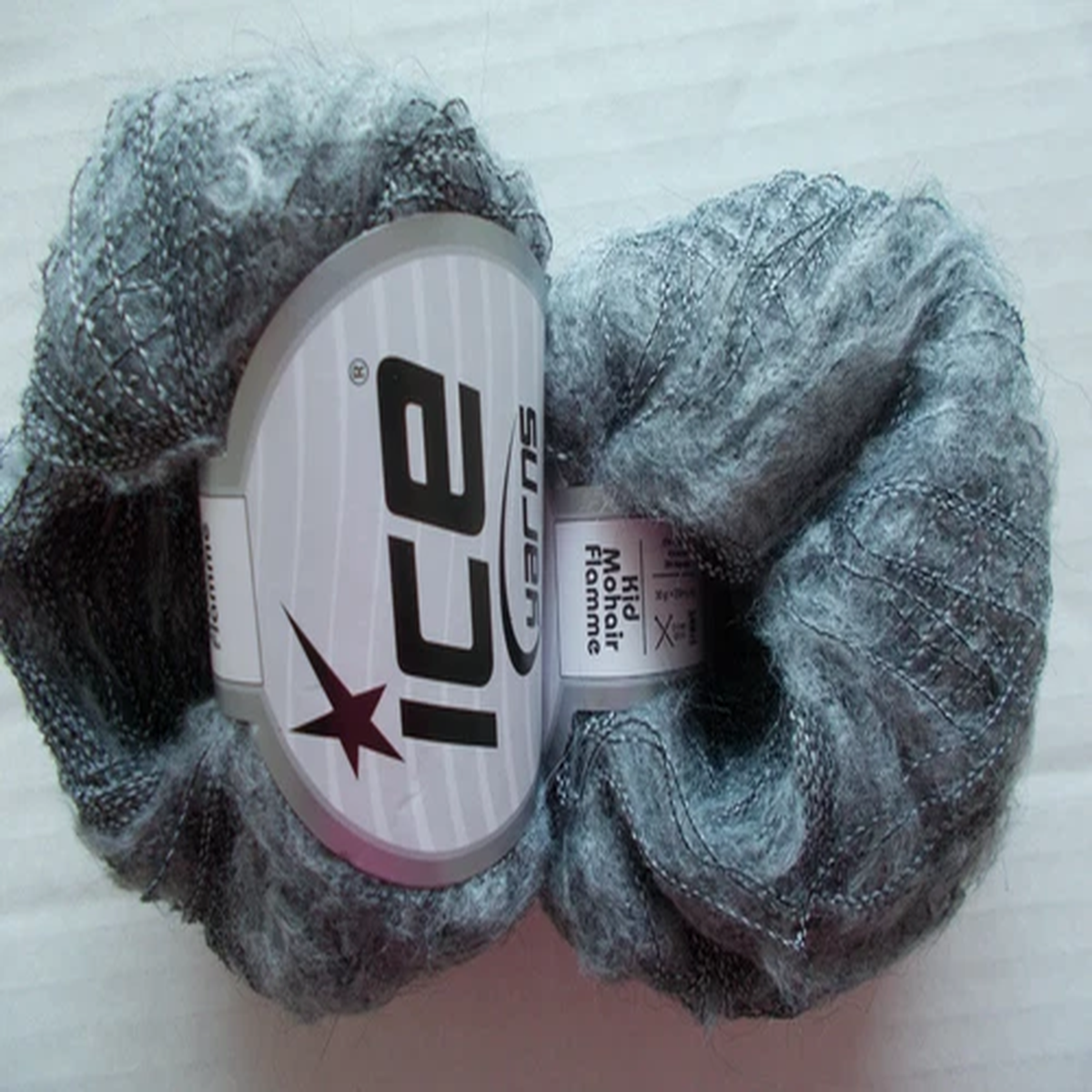 Ice Yarns Kid Mohair Flamme yarn, grey shades, lot of 2 (271 yds ea)