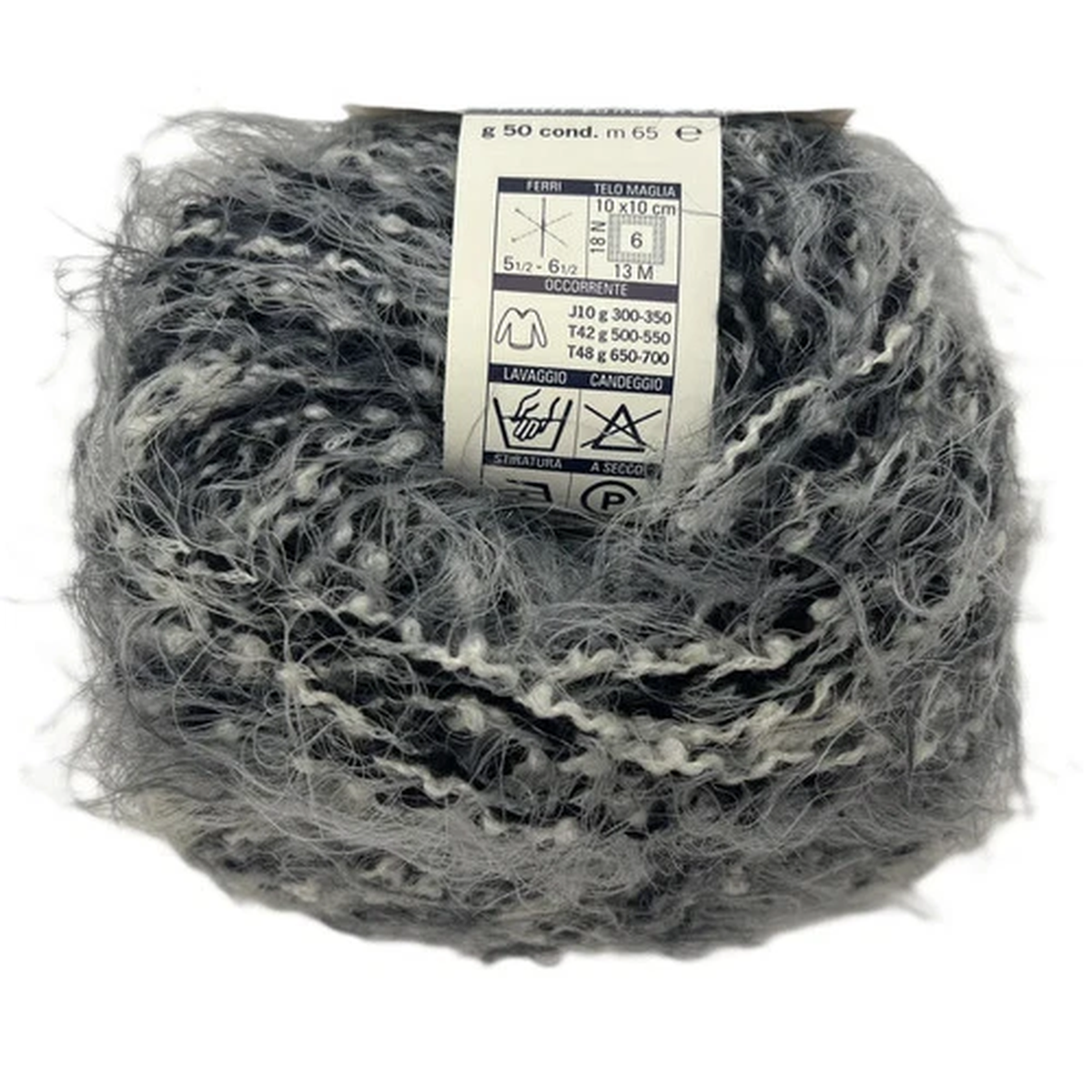 La Lana Mondial QUARK #871 Greys White Novelty Boucle Soft Fuzzy Yarn Skein NEW