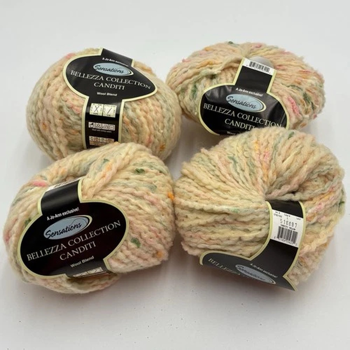 Lot of 4 Sensations Bellezza Italy Canditi Yellow Wool Blend Yarn 50g Speckled