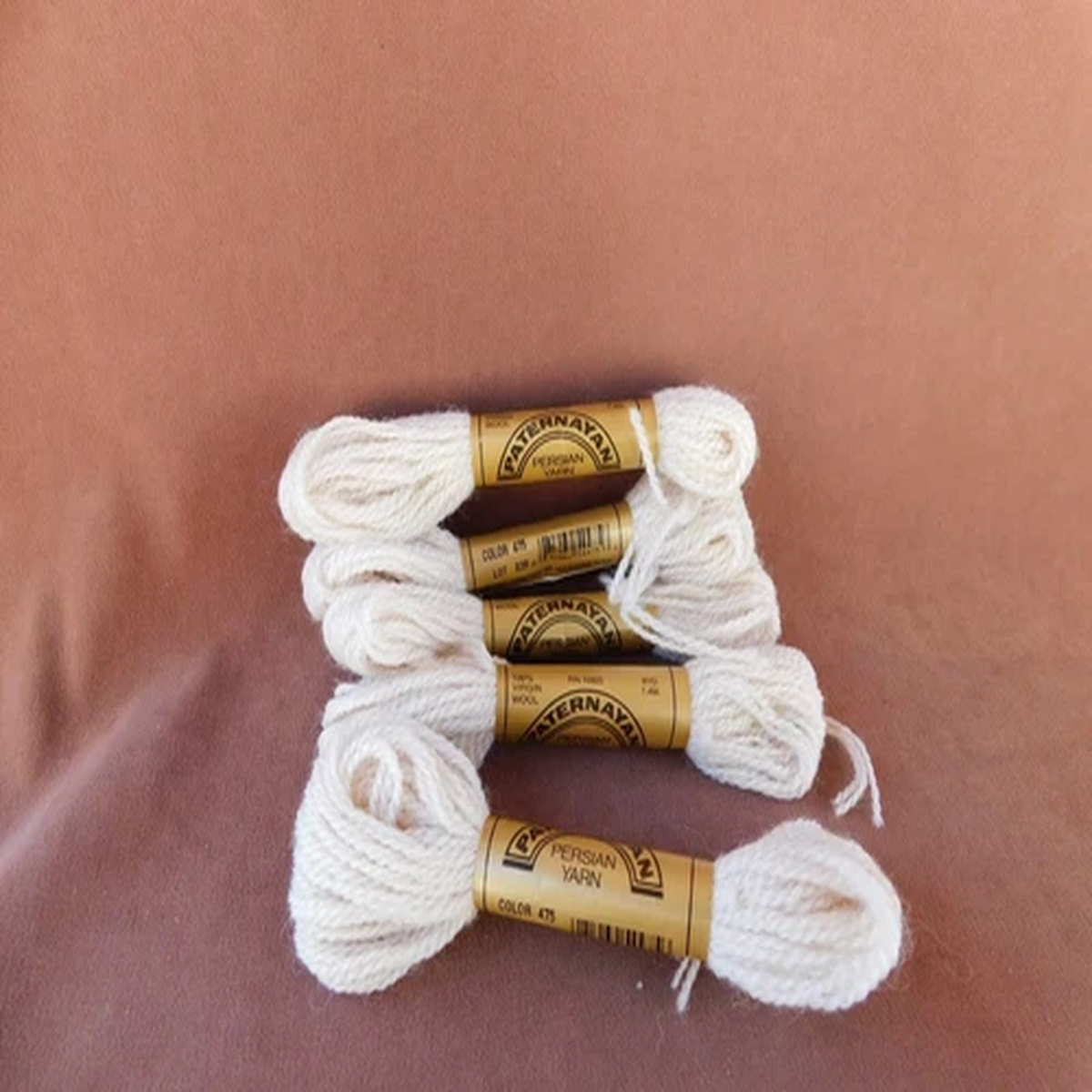 Lot of 5 - Paternayan Persian Wool Toast Brown (475) 3 ply Yarn 8 yd Skein