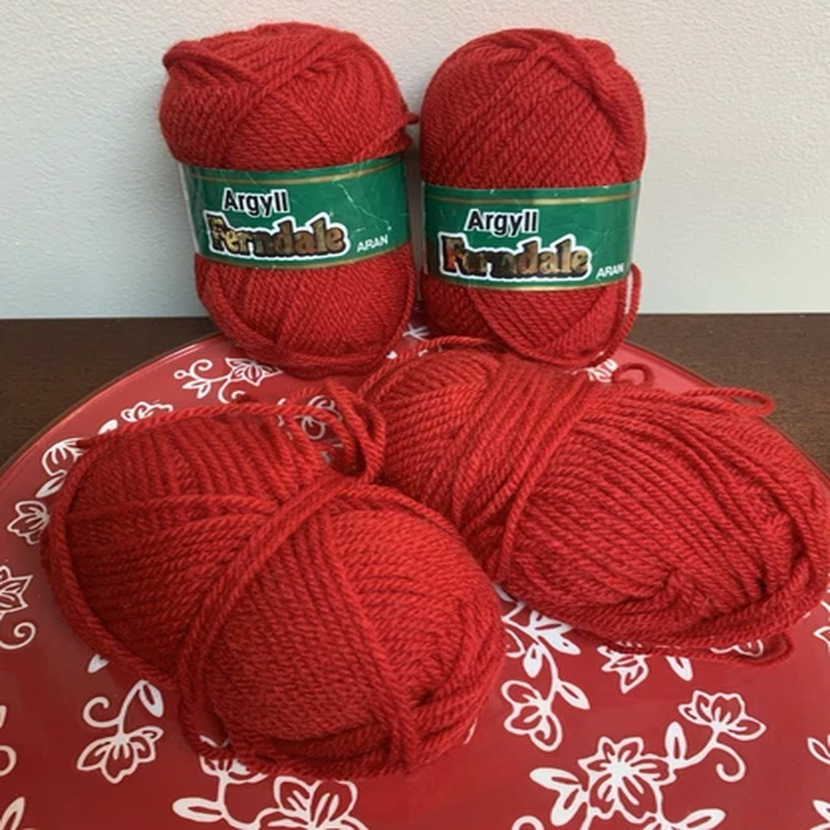 Lot of Argyll Ferndale Aran Yarn Shade 390 Red Currant Made In England