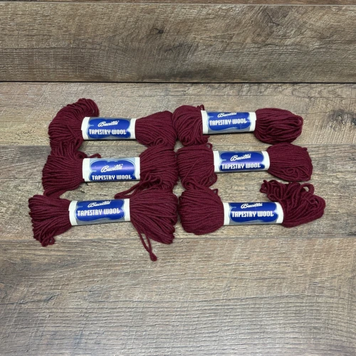 VTG Bucilla Tapestry Virgin Wool Yarn Lot of 6 Color 002 Match 6539 Burgundy