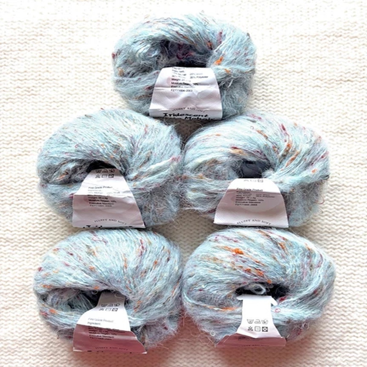 5 balls x 25g Mohair Wool yarn : Mohair + Wool + Acrylic + Polyester : 13 Green