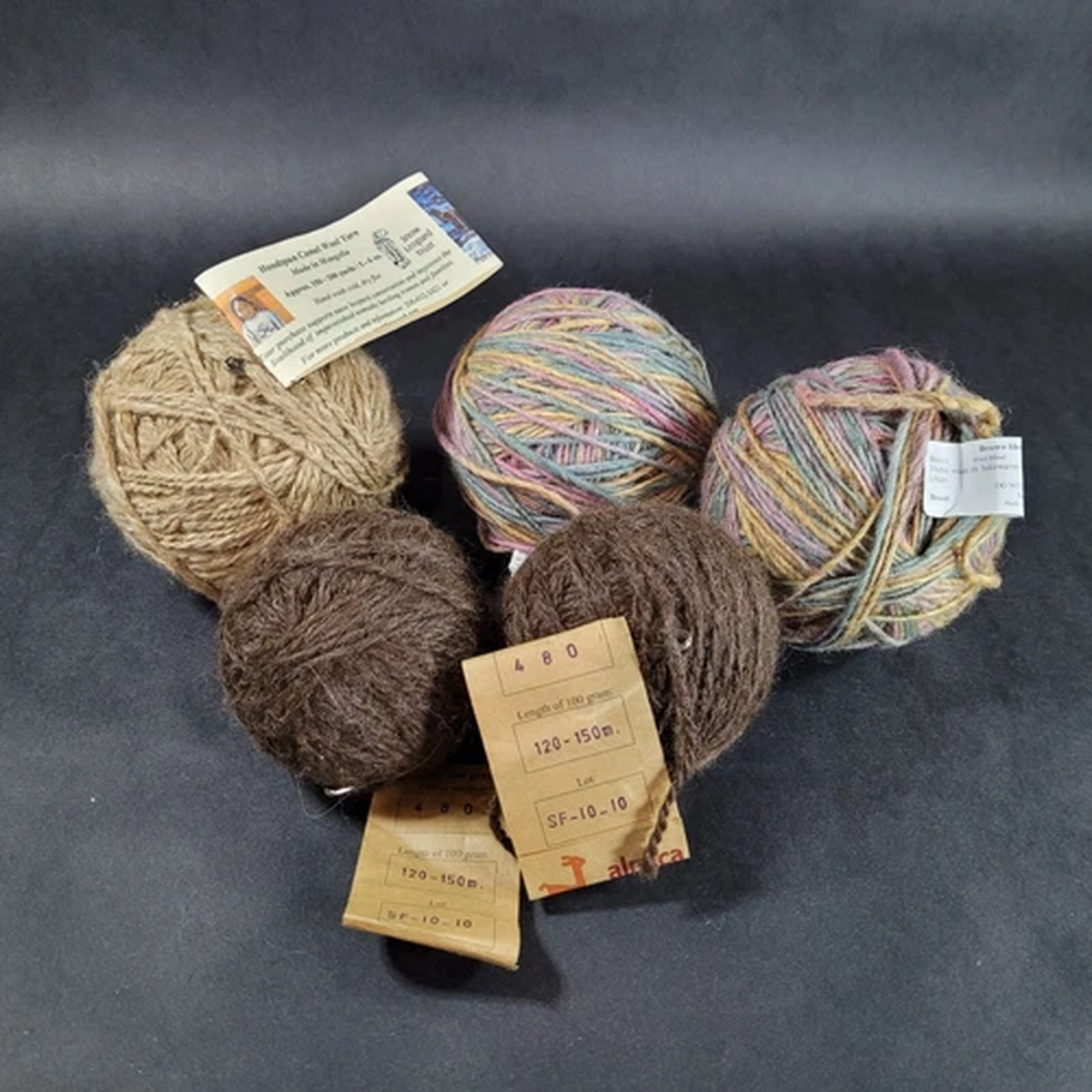 Mixed Animal Yarn Lot Alpaca, Camel, and a Wool Blend Lot of 5