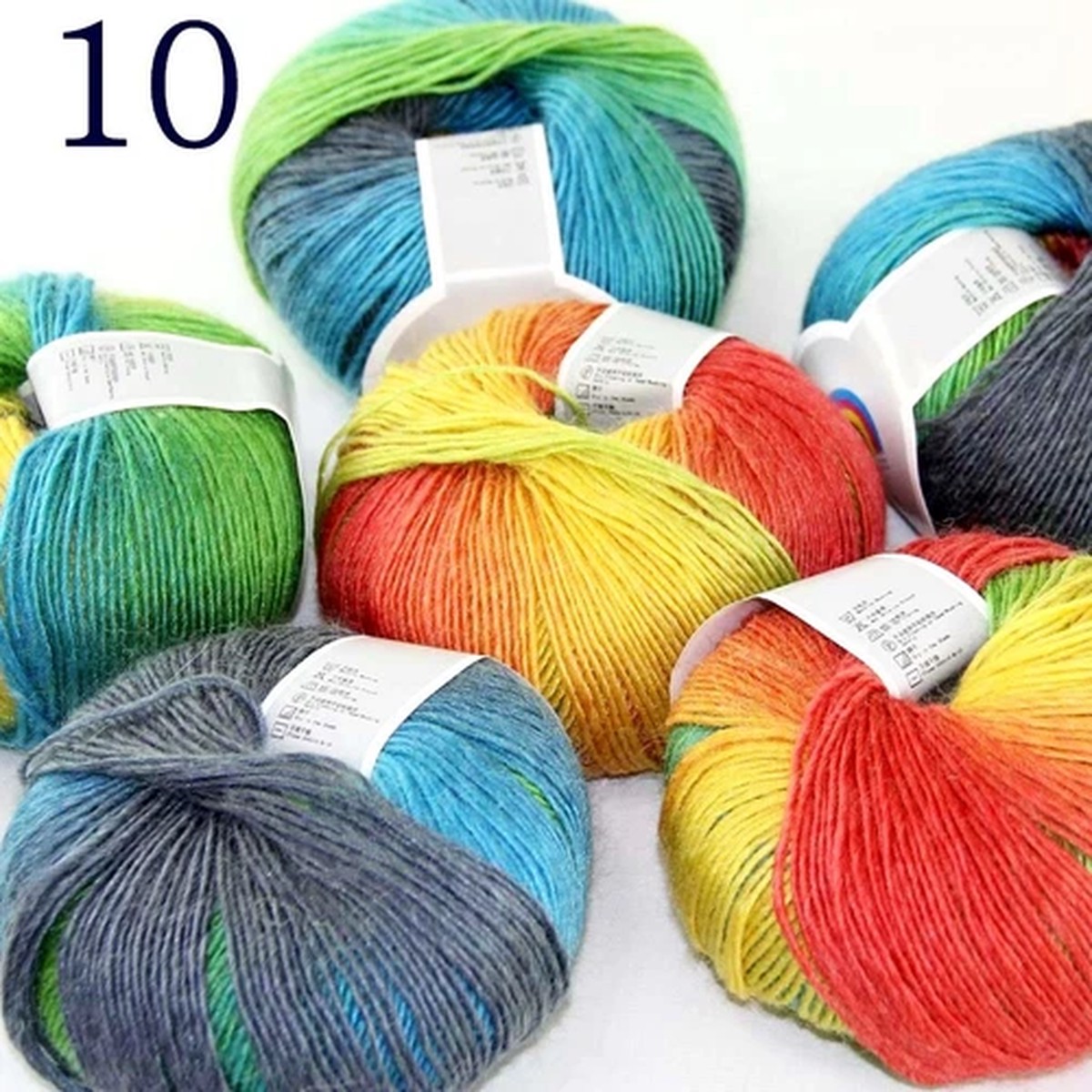 Sale 6Ballsx50gr Rainbow Blankets Rug Shawl Cashmere Wool Hand Crochet Yarn 10