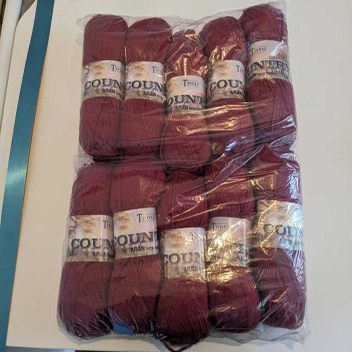 1000G TIVOLI COUNTRY with wool 180 RED dark KNITTING YARN ARAN 5mm - plain
