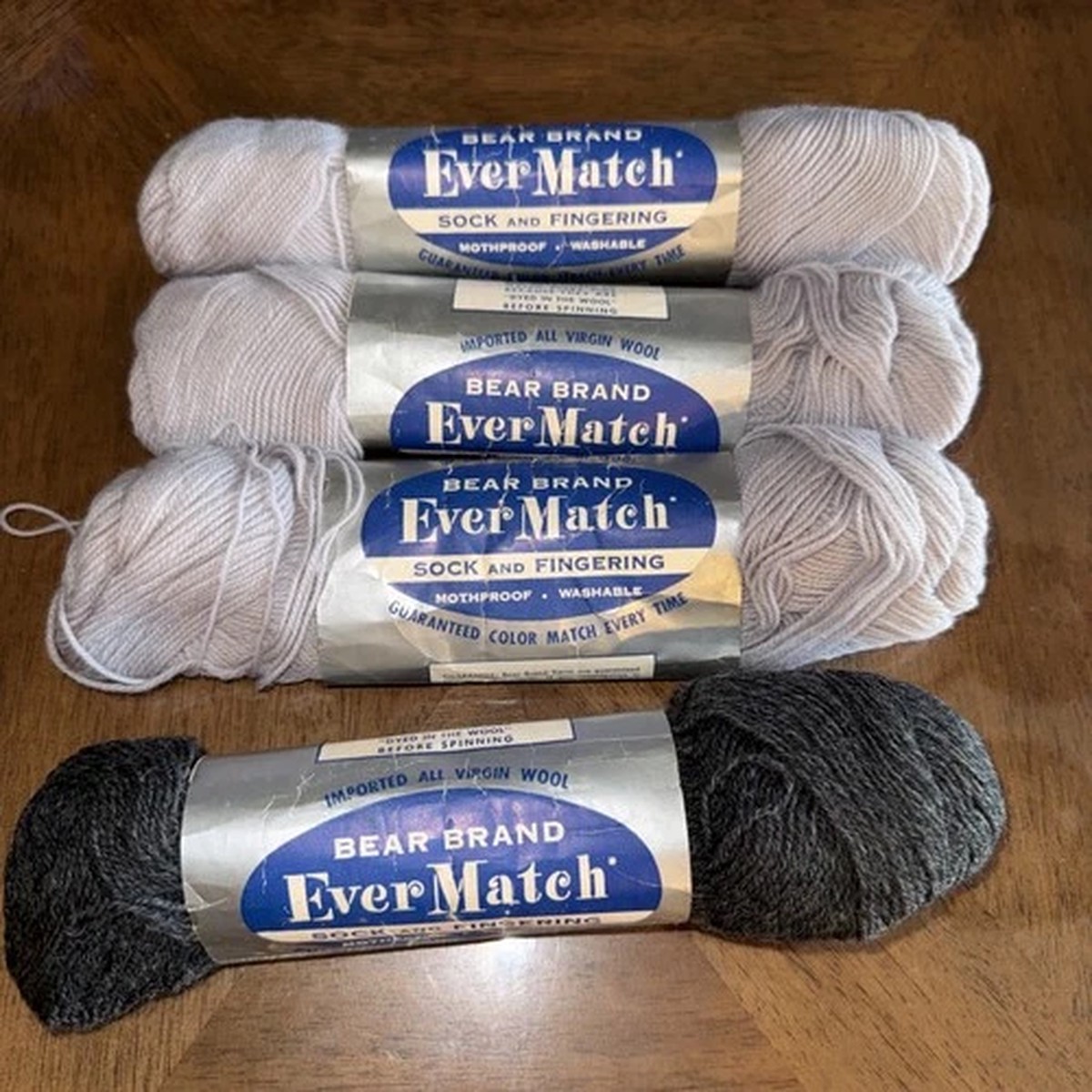 Bear Brand Ever Match, Sock And Fingering Imported Virgin Wool Lot Of Four