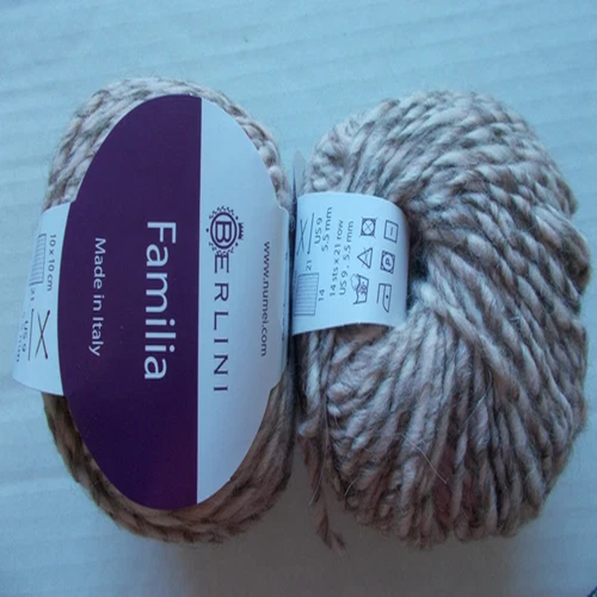 Berlini Familia alpaca blend yarn, Pink marble, lot of 2 (98 yds each)