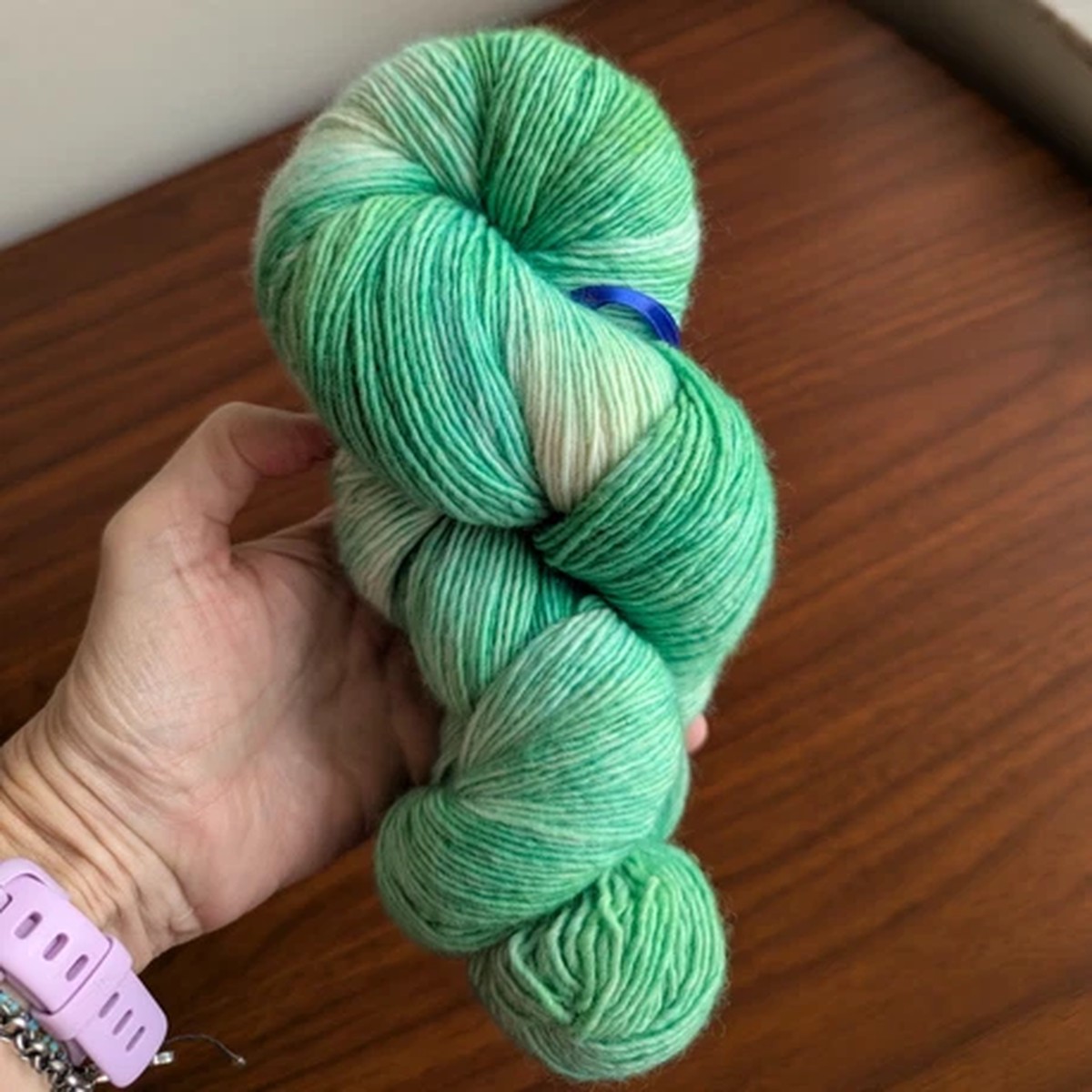 Hand dyed fingering weight 100% Merino Wool yarn hombre minty green 100 grams