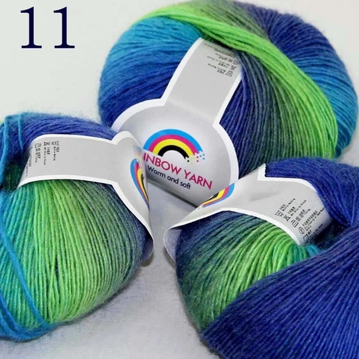 Sale 3Ballsx50gr Rainbow Blankets Rug Shawl Cashmere Wool Hand Crochet Yarn 11