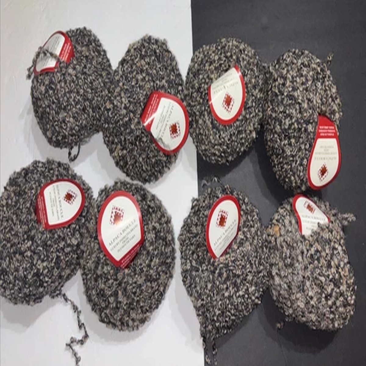 8 Skeins Plymouth Yarn ALPACA BOUCLE Yarn 104 Brown Gray Black Beige Greige
