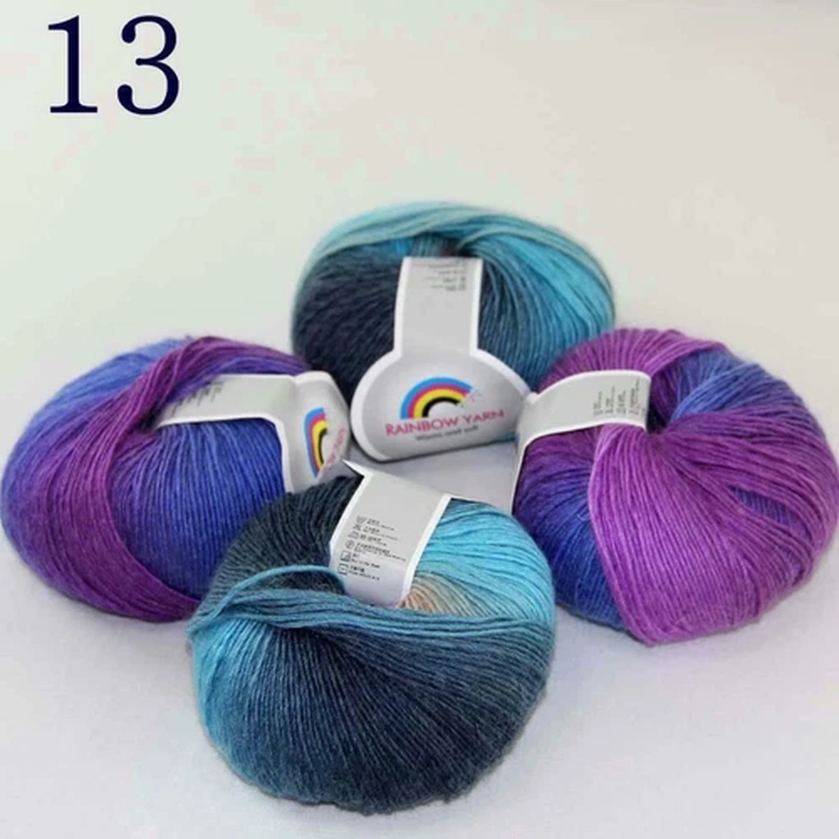 AIP 4Ballsx50g Rainbow Hand DIY Yarn Knit Shawls Wrap Crochet Knitwear Yarn 13