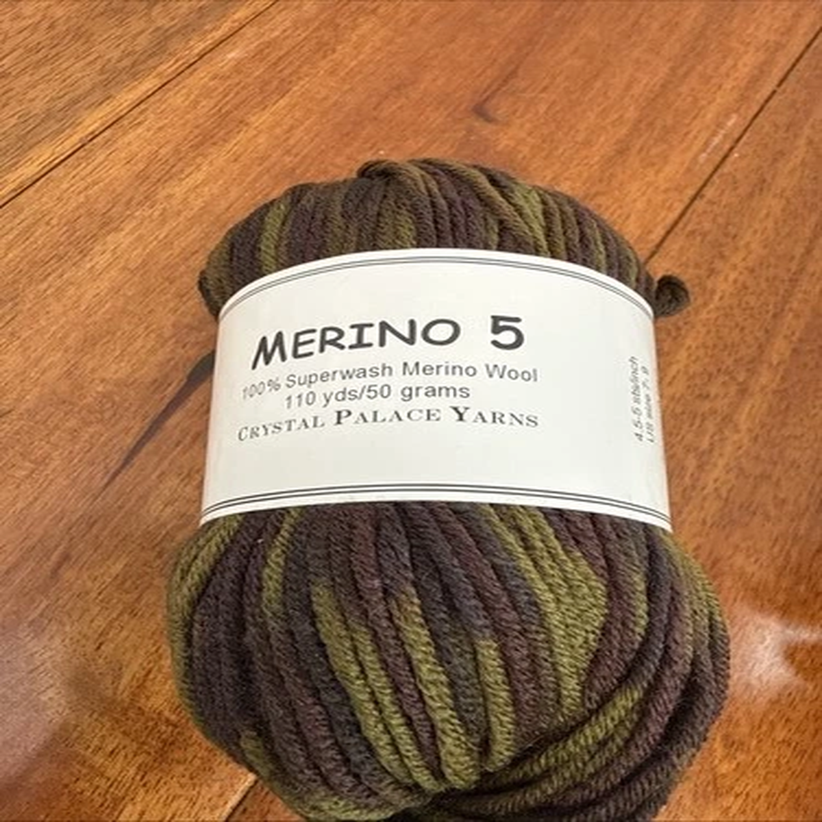 Crystal Palace Yarns Merino 5 Superwash Merino Wool Yarn Color 9452 green brown