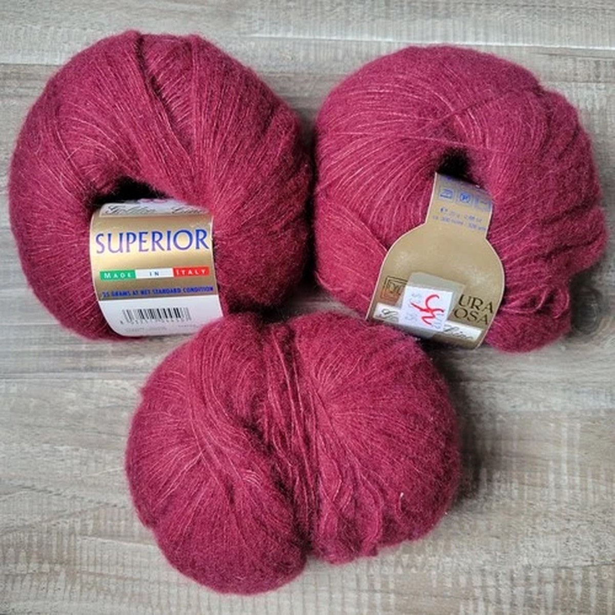 Filatura di Crosa Golden Line Superior Cashmere Silk Lace Yarn Lot Of 3 Burgundy