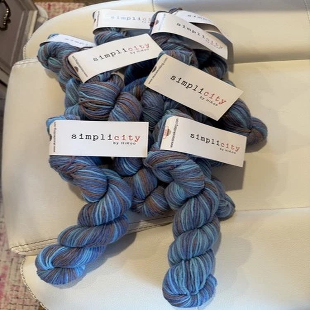 HIKOO SIMPLICITY MULTI -Shades of blue & brown #527 (Color Lot #15)-8 Hanks NEW