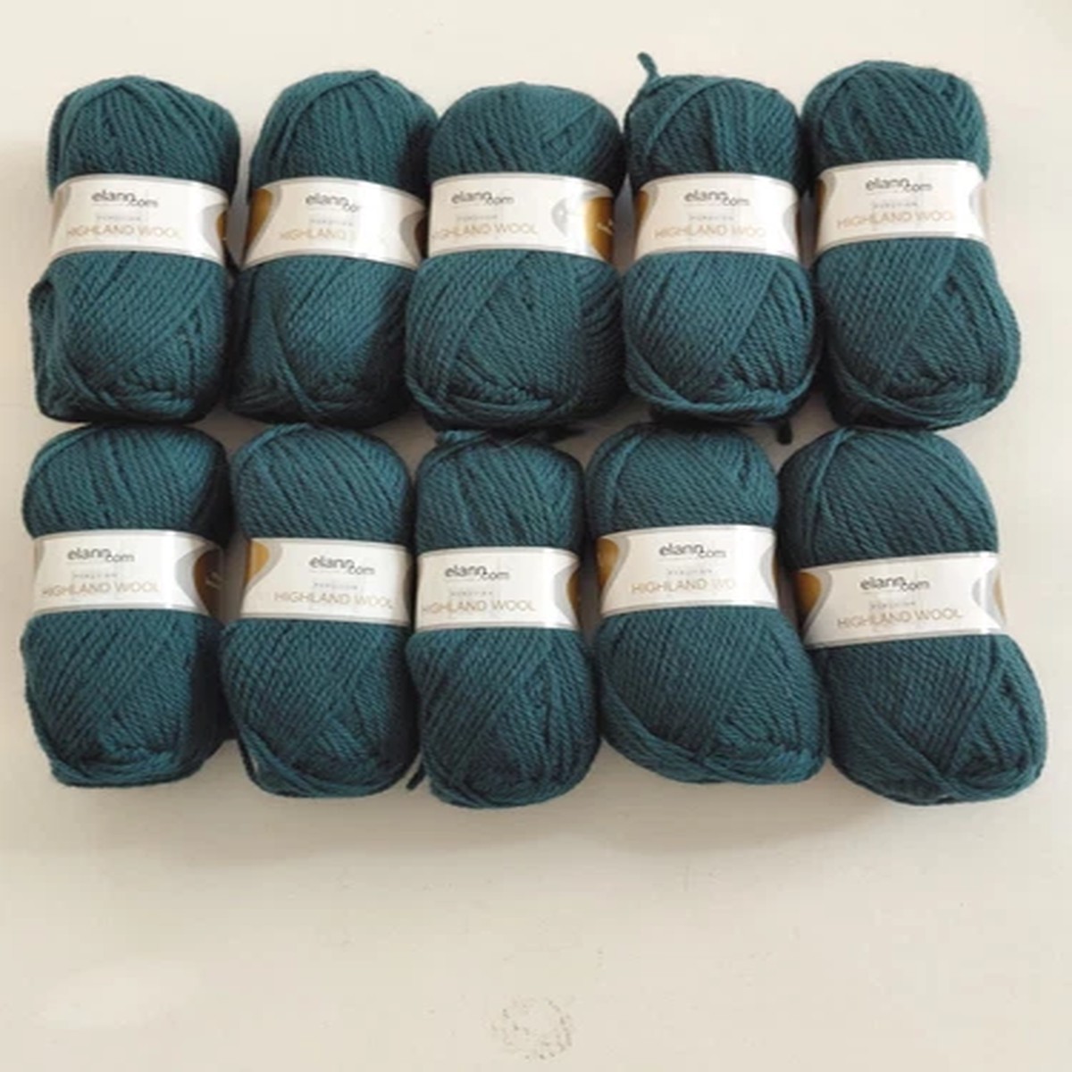 10 Skeins Elann Peruvian 100% Highland Wool Yarn Dark Green 1440 - 109 Yds Each