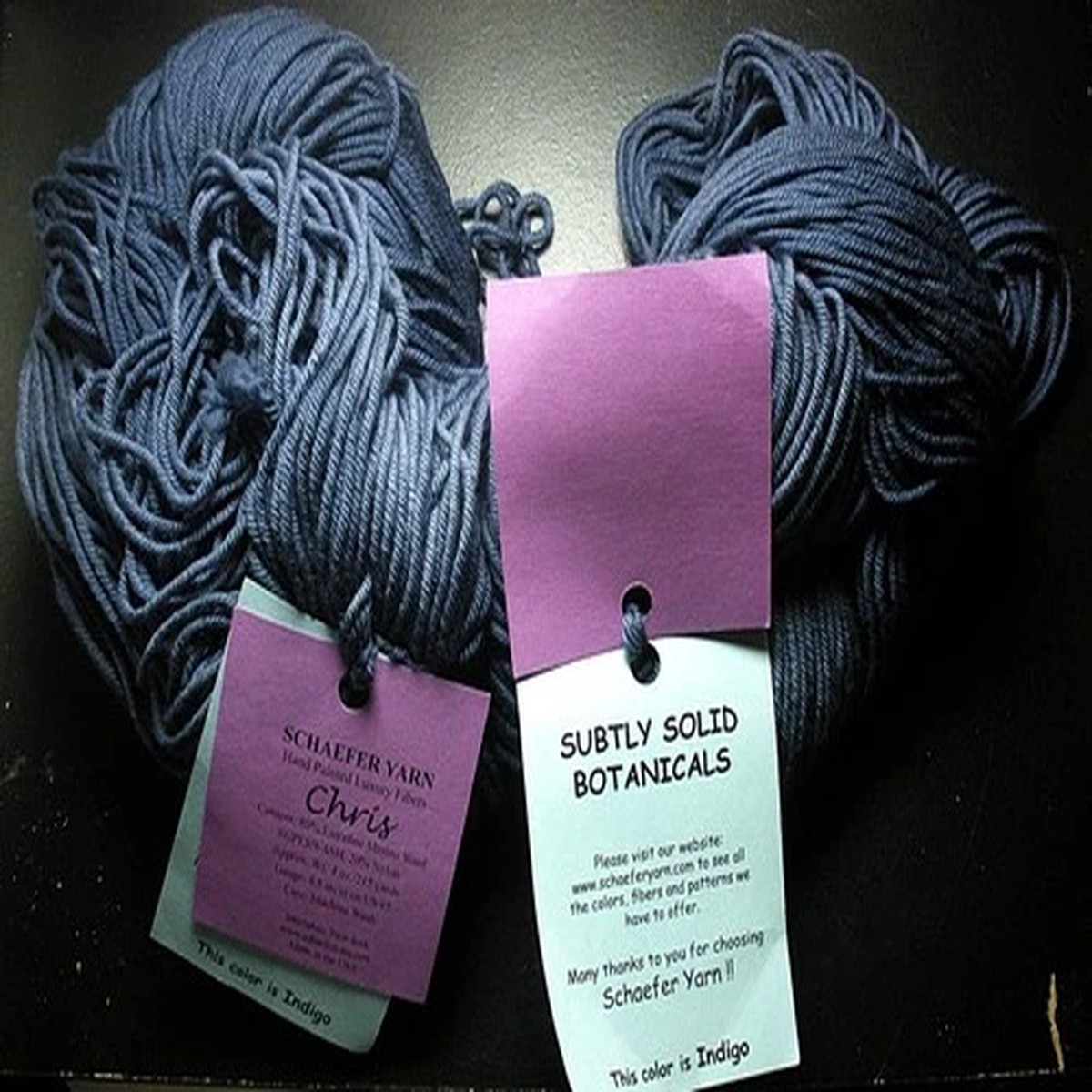 2 SKEINS OF SCHAEFER YARN "CHRIS" INDIGO