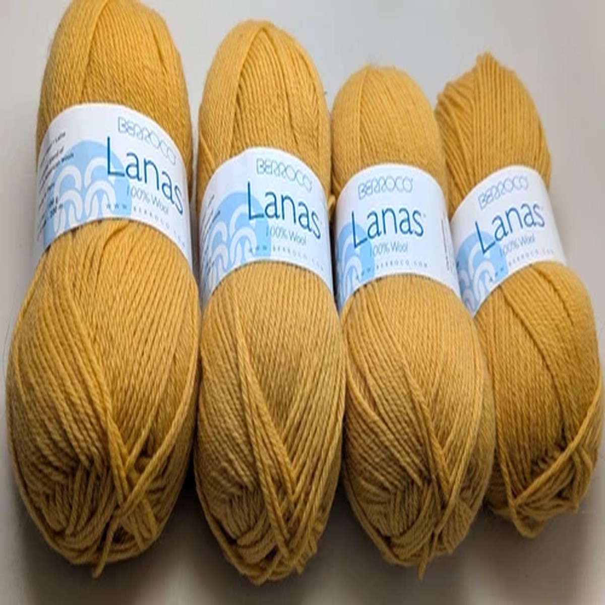 4 Matched Skeins - Berroco Lanas - 100% Wool 100g/219 yds - 9521 Buttercup DS