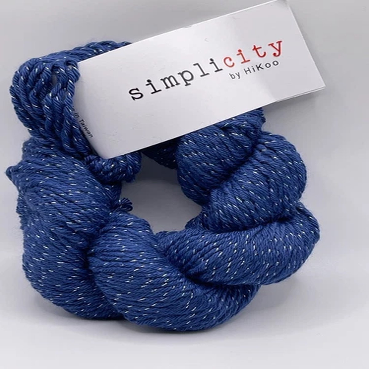 Hikoo Simplicity Metallic #305 Dark Blue Silver Merino Wool Blend Yarn 50g 117y